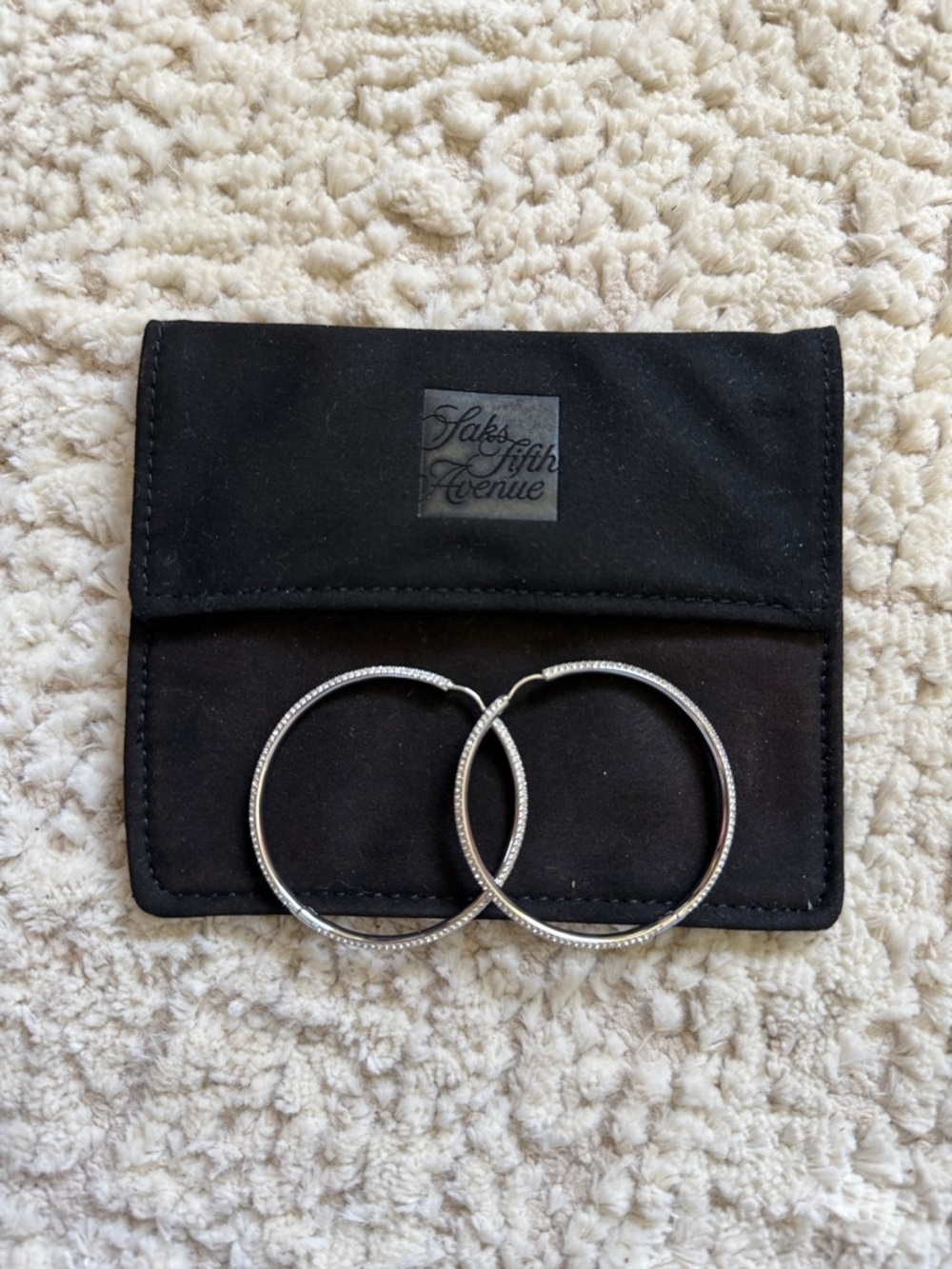 Saks Fifth Avenue Silver-Tone Textured Hoop Earrings